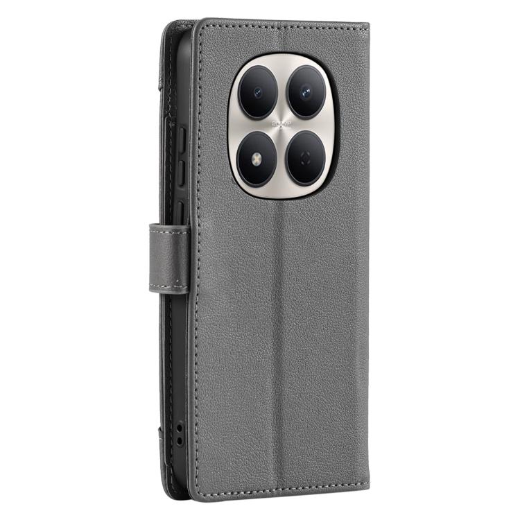 For Redmi Note 15 Pro 5G Global 163.6mm Litchi Texture Zipper Wallet Buckle Vegan Leather Phone Case with Wrist Strap