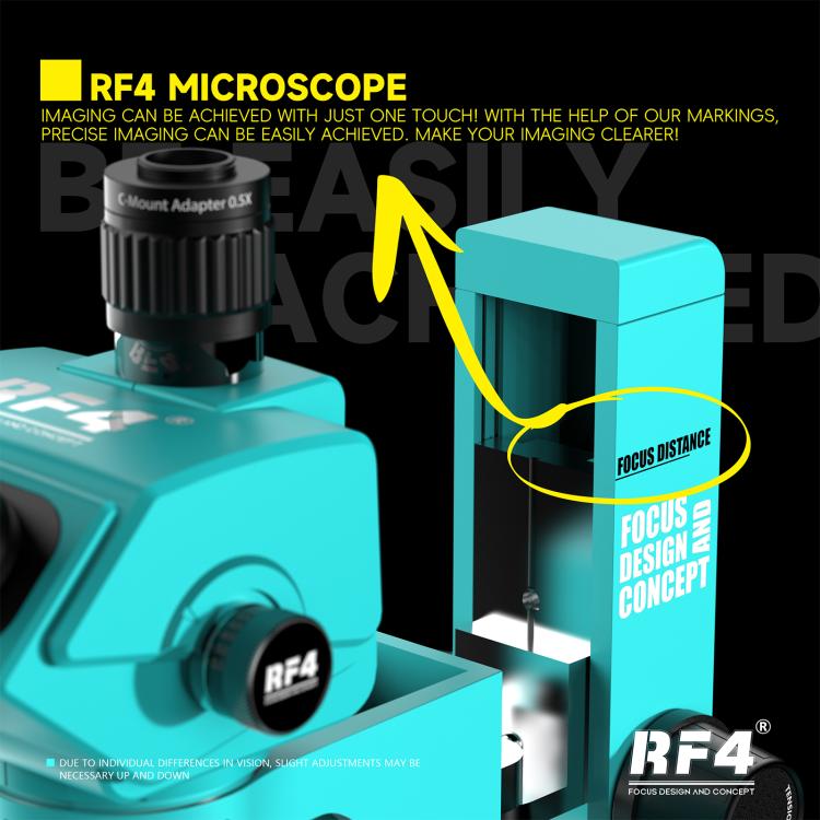RF4 RF-6565Pro2 6.5-65X Synchronous Zoom Trinocular Stereo Microscope with Focus Lifting Bracket - Blue