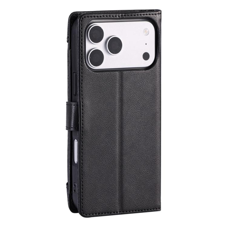 For iPhone 17 Pro Max Litchi Texture Zipper Wallet Buckle Vegan Leather Phone Case with Wrist Strap