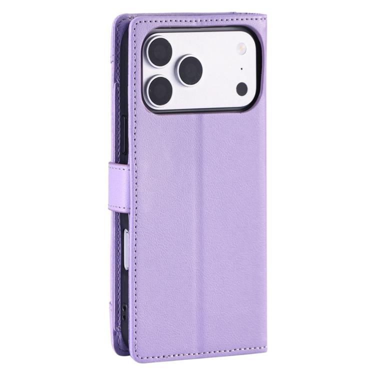For iPhone 17 Pro Max Litchi Texture Zipper Wallet Buckle Vegan Leather Phone Case with Wrist Strap