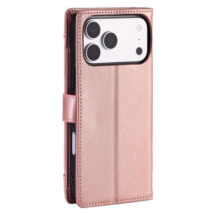 For iPhone 17 Pro Max Litchi Texture Zipper Wallet Buckle Vegan Leather Phone Case with Wrist Strap