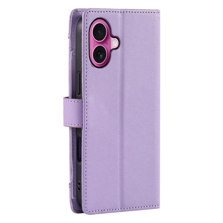 For iPhone 17 Litchi Texture Zipper Wallet Buckle Vegan Leather Phone Case with Wrist Strap