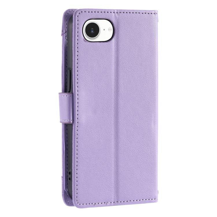 For iPhone SE 2022 / SE 2020 Litchi Texture Zipper Wallet Buckle Vegan Leather Phone Case with Wrist Strap