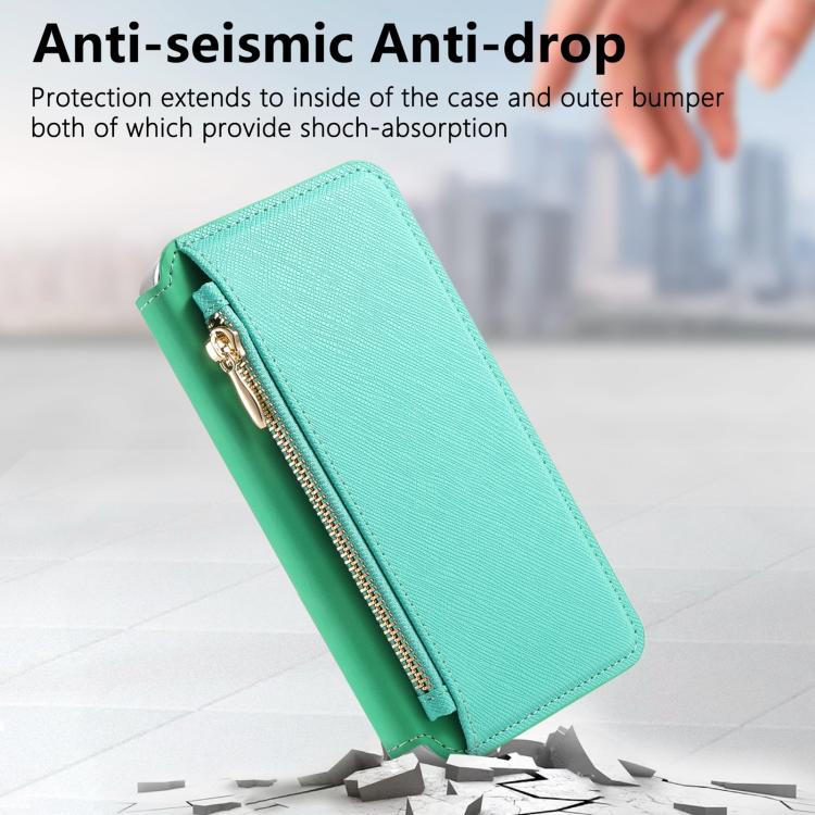 For Redmi Turbo 4 CaseNeo Precision Hole Silver-Edged Magnetic Zipper Wallet Cross-Grain Vegan Leather Phone Case