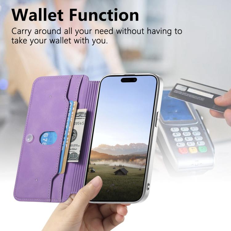 For Redmi Note 14 5G CaseNeo Precision Hole Silver-Edged Magnetic Zipper Wallet Cross-Grain Vegan Leather Phone Case