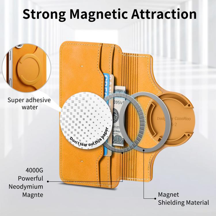 For Redmi Note 14 5G CaseNeo Precision Hole Silver-Edged Magnetic Zipper Wallet Cross-Grain Vegan Leather Phone Case