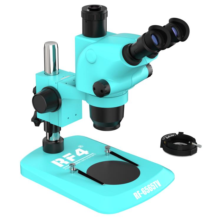RF4 RF-6565TV 6.5-65X Synchronous Zoom Trinocular Stereo Microscope - Blue