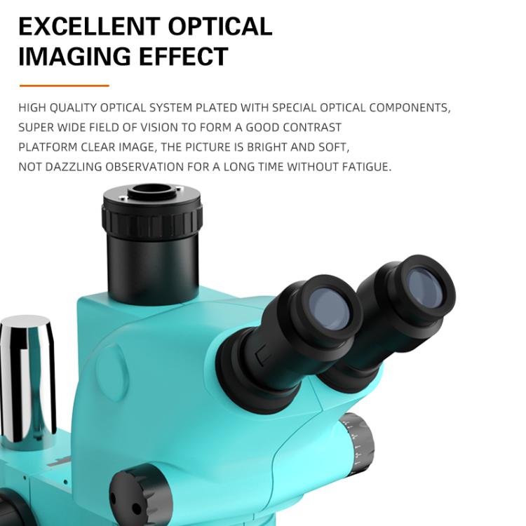 RF4 RF-6565TV 6.5-65X Synchronous Zoom Trinocular Stereo Microscope - Blue