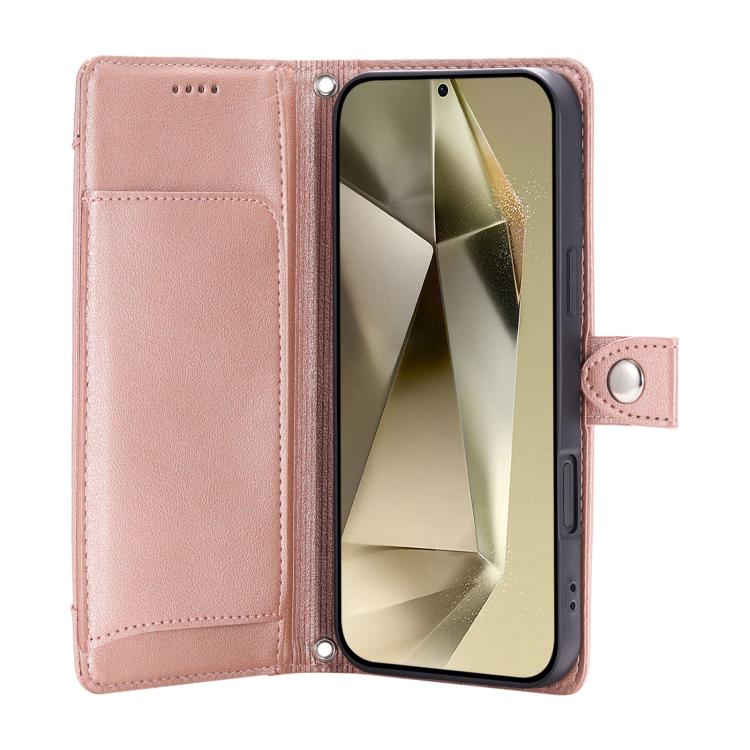 For Galaxy A15 5G Litchi Texture Zipper Wallet Buckle Vegan Leather Phone Case with Wrist Strap
