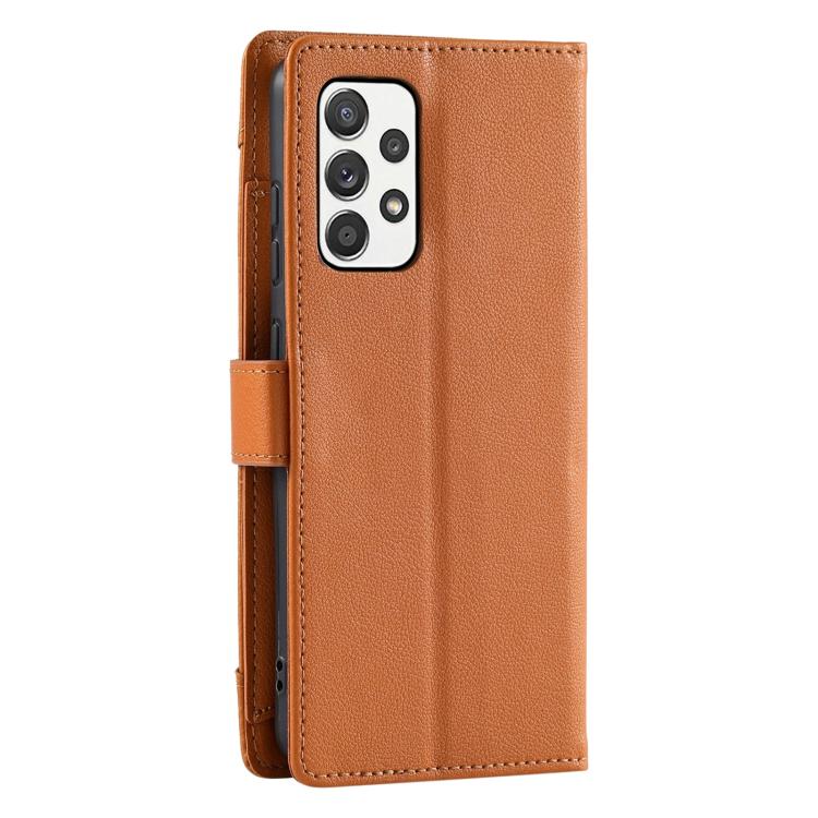 For Galaxy A33 5G Litchi Texture Zipper Wallet Buckle Vegan Leather Phone Case with Wrist Strap