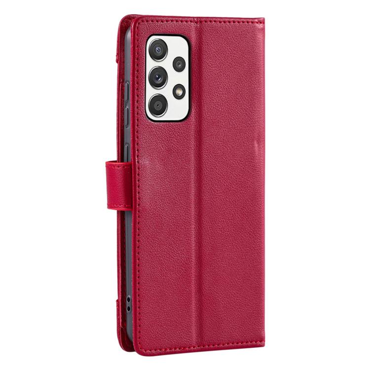 For Galaxy A33 5G Litchi Texture Zipper Wallet Buckle Vegan Leather Phone Case with Wrist Strap