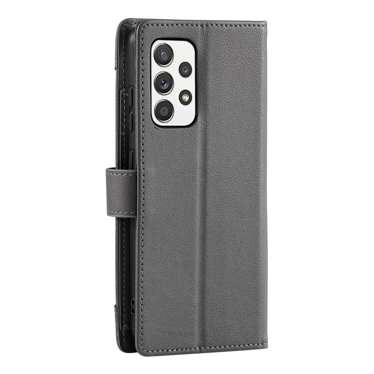 For Galaxy A33 5G Litchi Texture Zipper Wallet Buckle Vegan Leather Phone Case with Wrist Strap