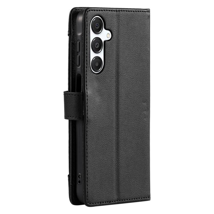 For Galaxy A36 5G Litchi Texture Zipper Wallet Buckle Vegan Leather Phone Case with Wrist Strap
