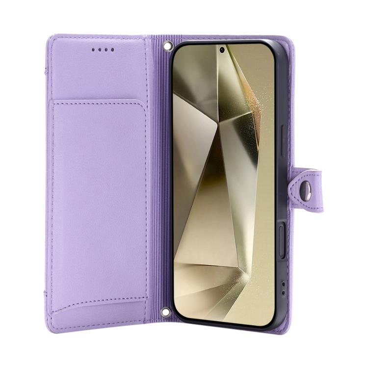For Galaxy A36 5G Litchi Texture Zipper Wallet Buckle Vegan Leather Phone Case with Wrist Strap