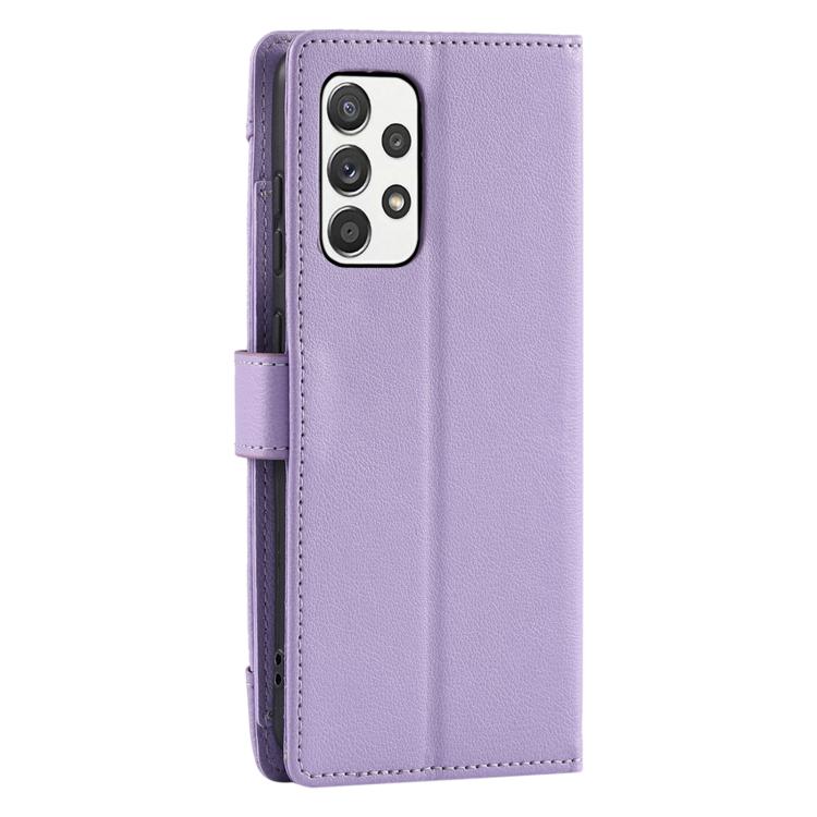 For Galaxy A52 5G / 4G / A52s 5G Litchi Texture Zipper Wallet Buckle Vegan Leather Phone Case with Wrist Strap