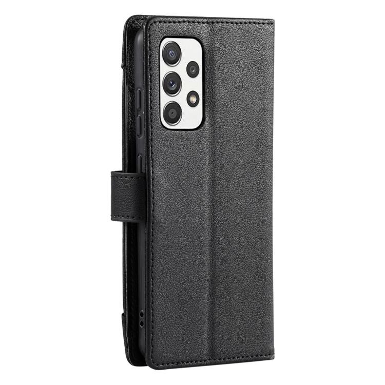For Galaxy A53 5G Litchi Texture Zipper Wallet Buckle Vegan Leather Phone Case with Wrist Strap