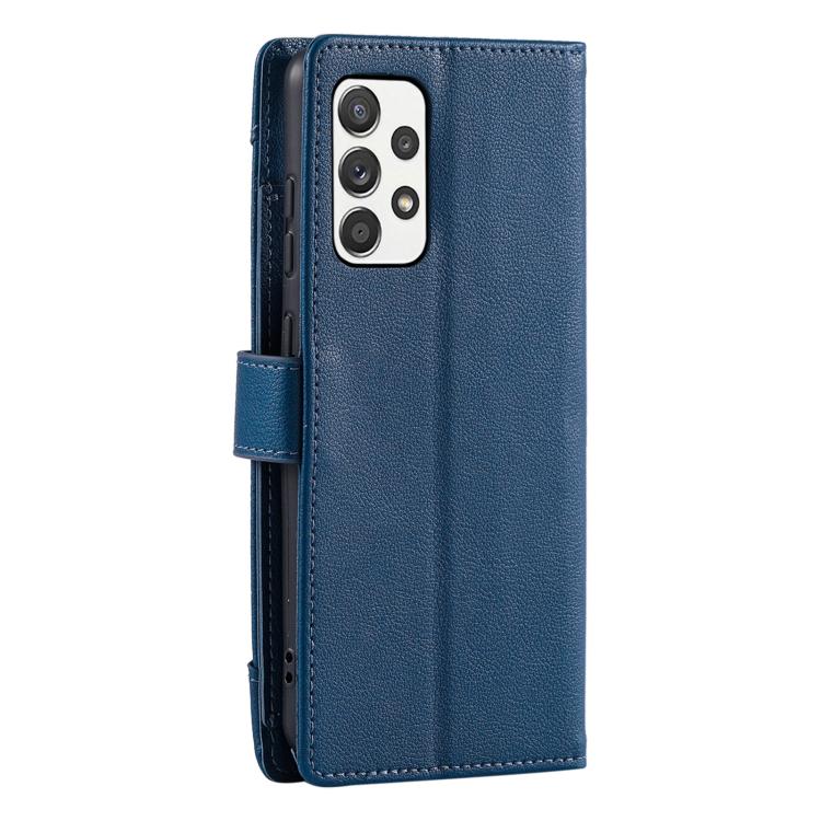 For Galaxy A53 5G Litchi Texture Zipper Wallet Buckle Vegan Leather Phone Case with Wrist Strap
