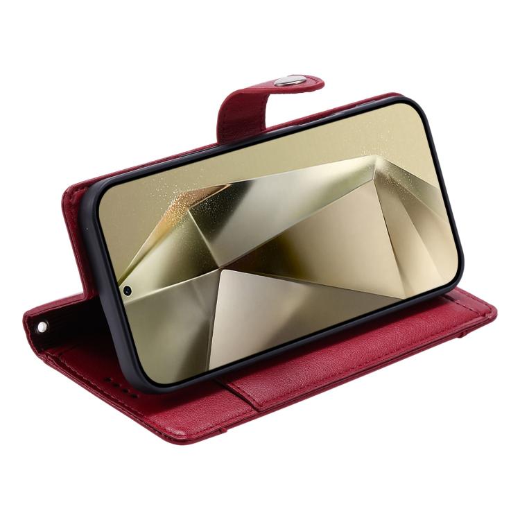 For Galaxy A54 5G Litchi Texture Zipper Wallet Buckle Vegan Leather Phone Case with Wrist Strap