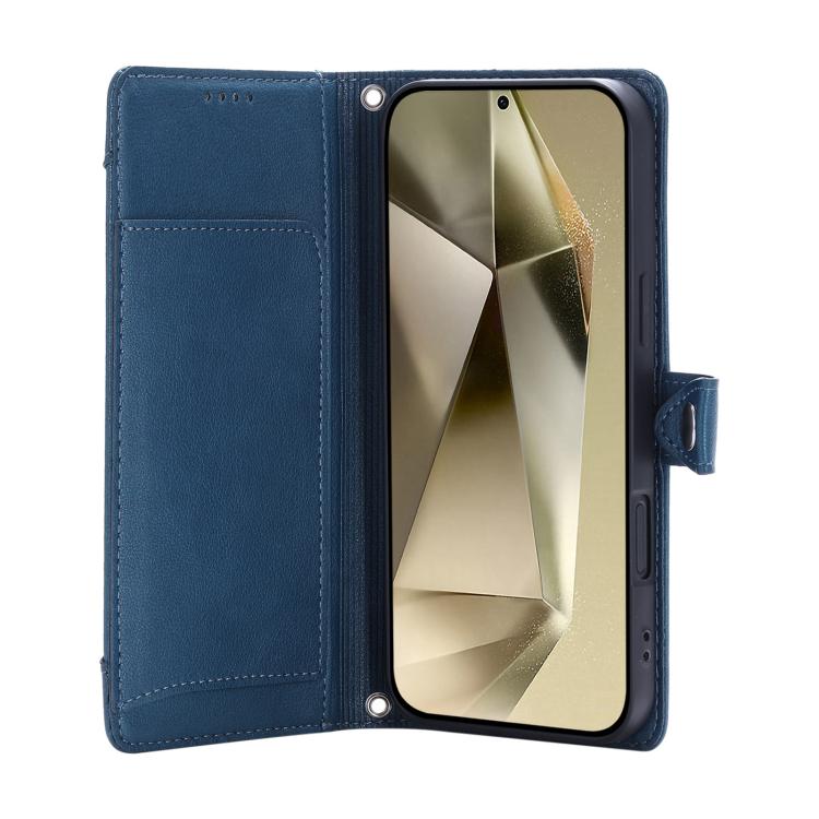 For Galaxy A54 5G Litchi Texture Zipper Wallet Buckle Vegan Leather Phone Case with Wrist Strap