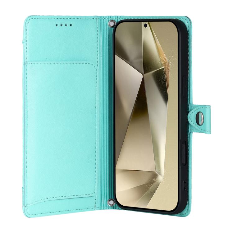 For Galaxy A55 5G Litchi Texture Zipper Wallet Buckle Vegan Leather Phone Case with Wrist Strap