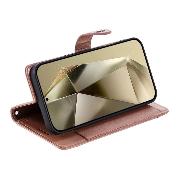 For Galaxy A55 5G Litchi Texture Zipper Wallet Buckle Vegan Leather Phone Case with Wrist Strap