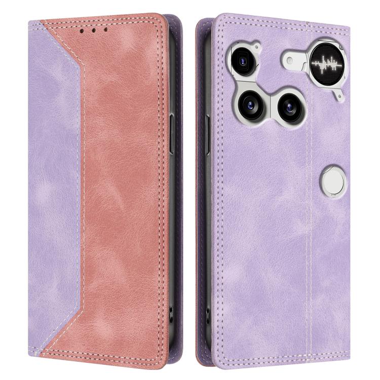 For Nothing Phone 3 Skin Feel Two-tone RFID Blocking Vegan Leather Phone Case