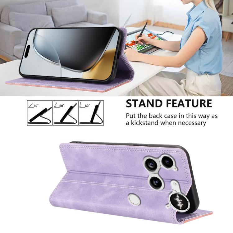 For Nothing Phone 3 Skin Feel Two-tone RFID Blocking Vegan Leather Phone Case