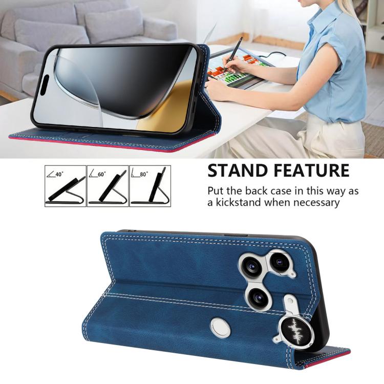 For Nothing Phone 3 Skin Feel Two-tone RFID Blocking Vegan Leather Phone Case