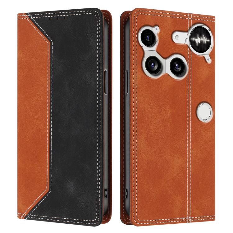 For Nothing Phone 3 Skin Feel Two-tone RFID Blocking Vegan Leather Phone Case