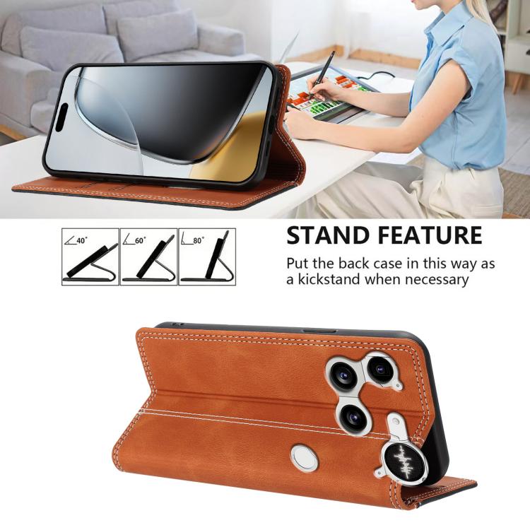 For Nothing Phone 3 Skin Feel Two-tone RFID Blocking Vegan Leather Phone Case