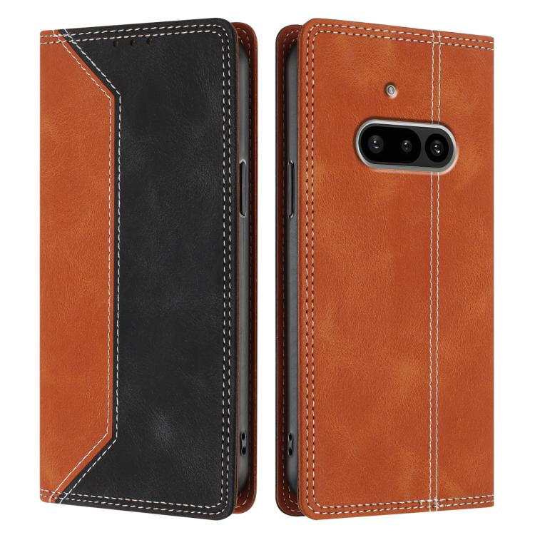 For Nothing Phone 3a Skin Feel Two-tone RFID Blocking Vegan Leather Phone Case