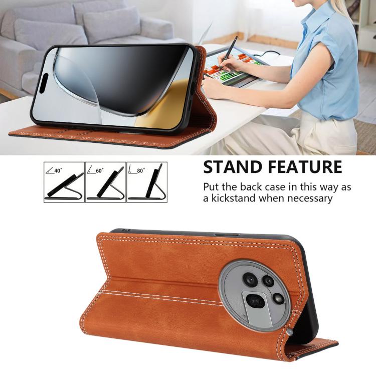 For Nothing Phone 3a Pro Skin Feel Two-tone RFID Blocking Vegan Leather Phone Case