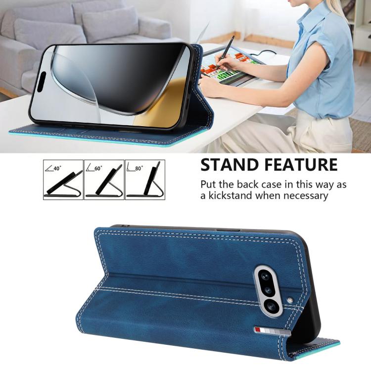 For Nothing Phone 4a Skin Feel Two-tone RFID Blocking Vegan Leather Phone Case