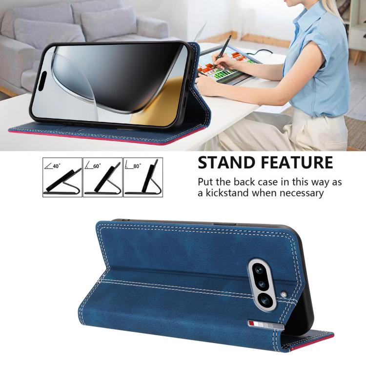 For Nothing Phone 4a Skin Feel Two-tone RFID Blocking Vegan Leather Phone Case