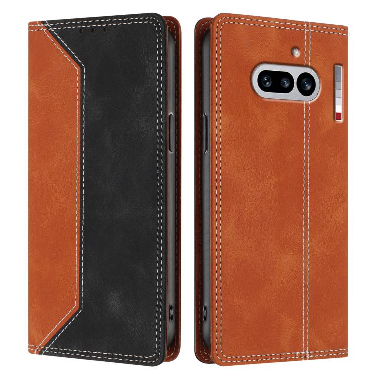For Nothing Phone 4a Skin Feel Two-tone RFID Blocking Vegan Leather Phone Case