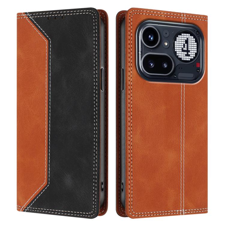 For Nothing Phone 4a Pro Skin Feel Two-tone RFID Blocking Vegan Leather Phone Case