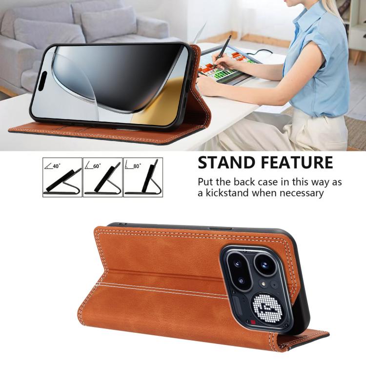 For Nothing Phone 4a Pro Skin Feel Two-tone RFID Blocking Vegan Leather Phone Case