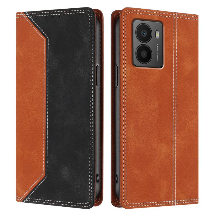 For HMD Fusion Skin Feel Two-tone RFID Blocking Vegan Leather Phone Case