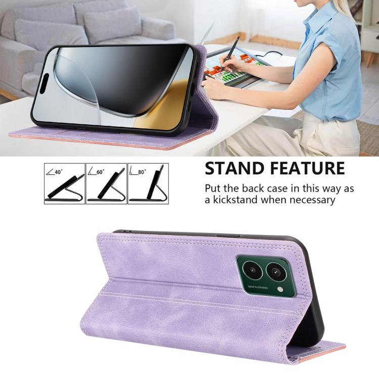For HMD Pulse Pro / Pulse / Pulse+ Skin Feel Two-tone RFID Blocking Vegan Leather Phone Case