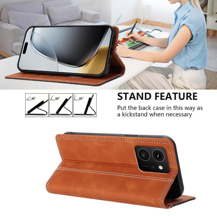 For HMD Skyline Skin Feel Two-tone RFID Blocking Vegan Leather Phone Case
