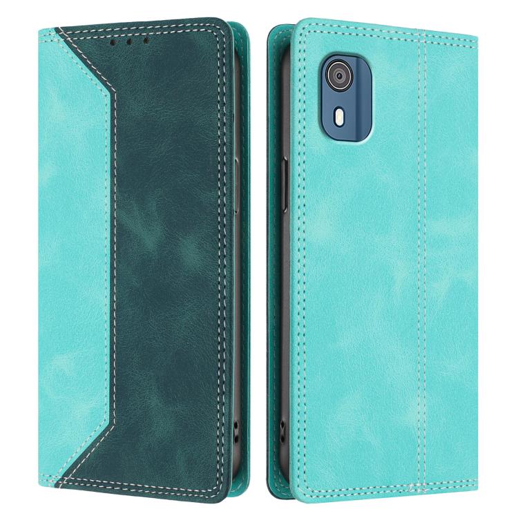 For Nokia C02 Skin Feel Two-tone RFID Blocking Vegan Leather Phone Case