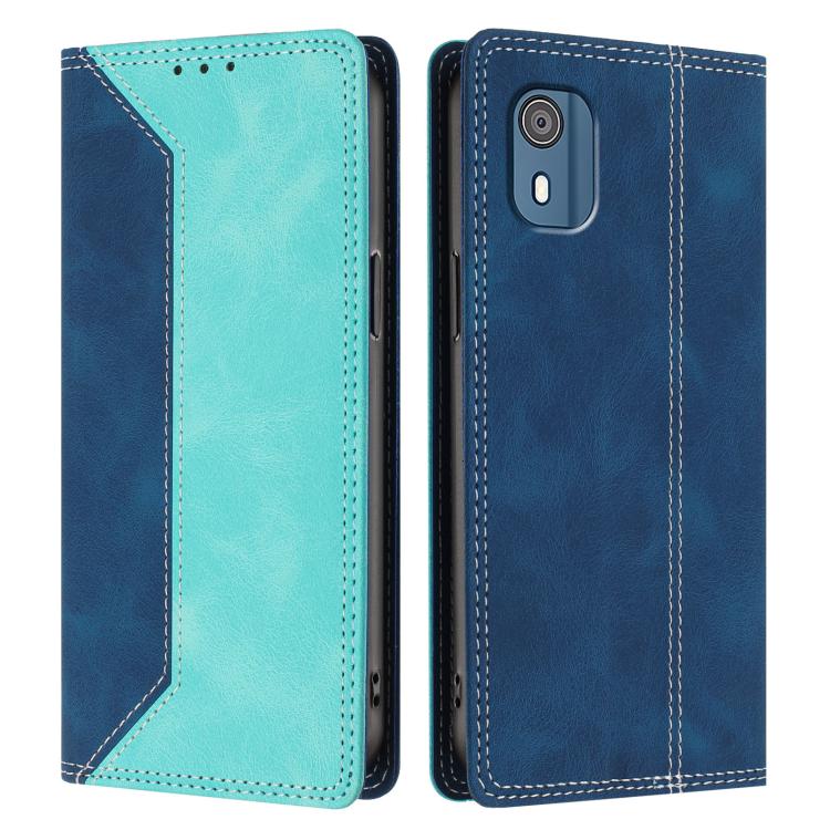For Nokia C02 Skin Feel Two-tone RFID Blocking Vegan Leather Phone Case