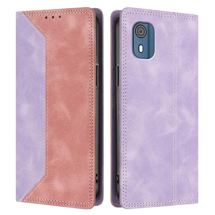For Nokia C02 Skin Feel Two-tone RFID Blocking Vegan Leather Phone Case