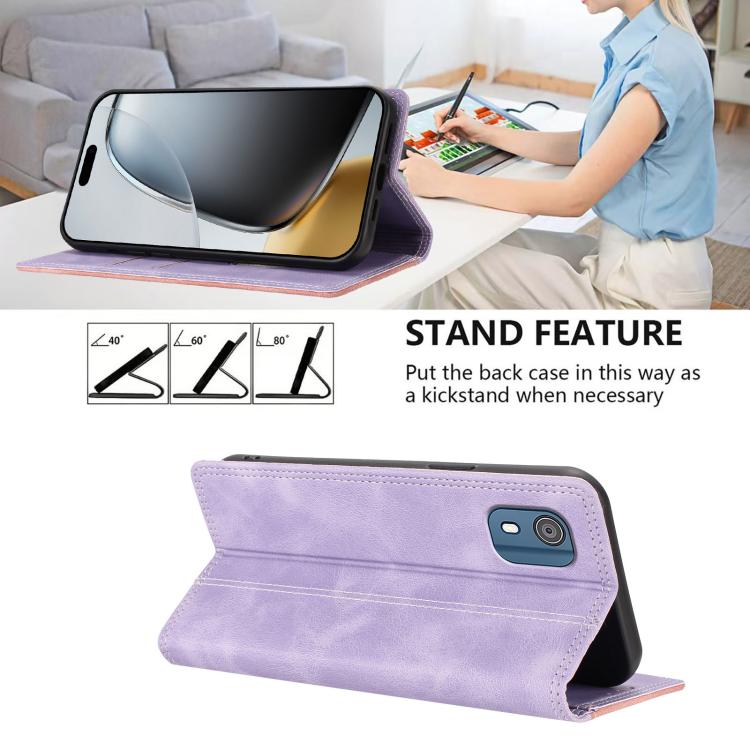 For Nokia C02 Skin Feel Two-tone RFID Blocking Vegan Leather Phone Case