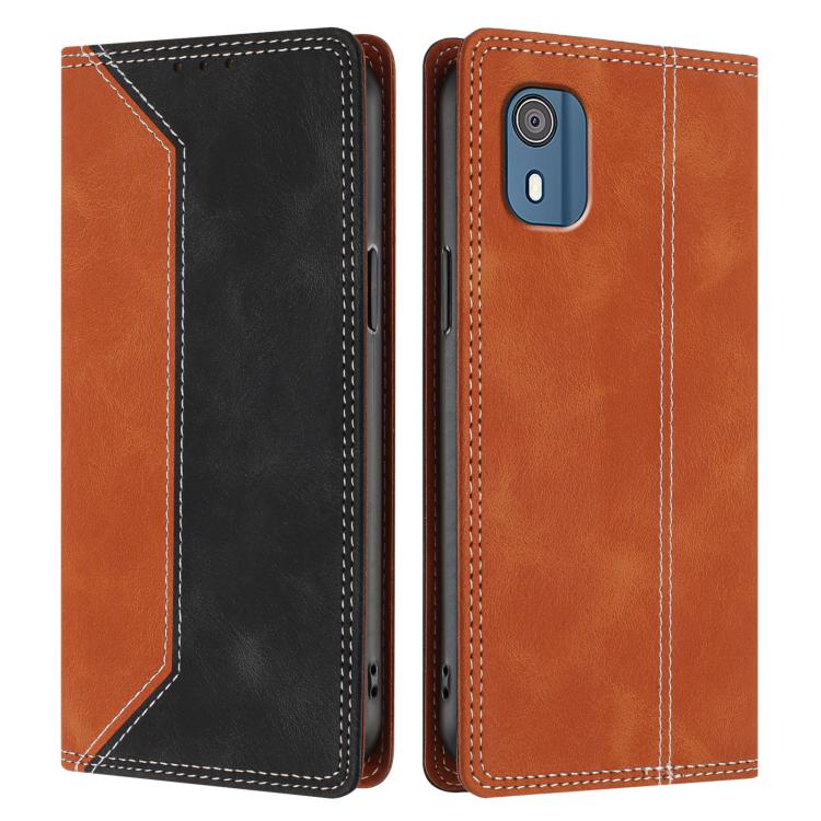 For Nokia C02 Skin Feel Two-tone RFID Blocking Vegan Leather Phone Case