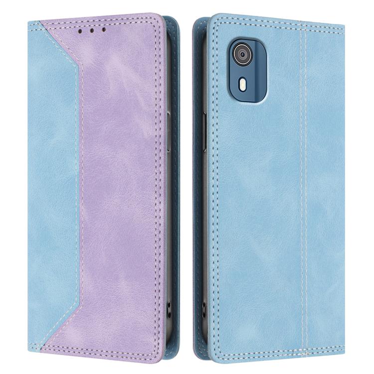 For Nokia C02 Skin Feel Two-tone RFID Blocking Vegan Leather Phone Case