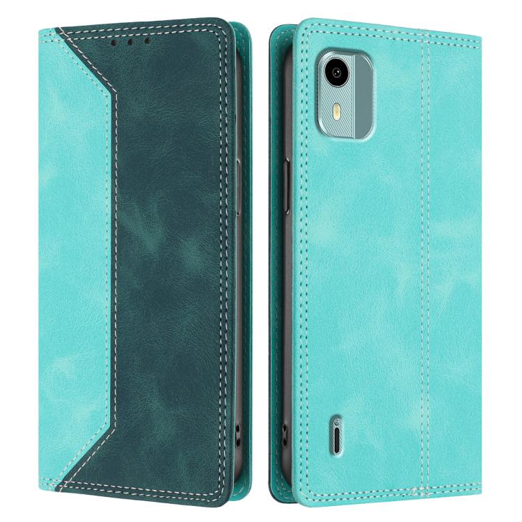 For Nokia C12 Skin Feel Two-tone RFID Blocking Vegan Leather Phone Case