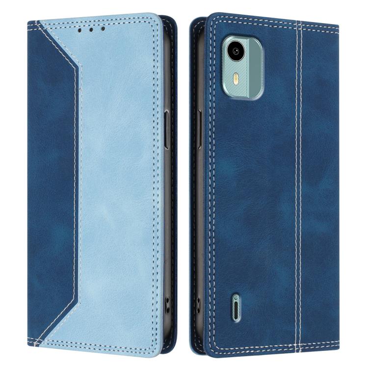 For Nokia C12 Skin Feel Two-tone RFID Blocking Vegan Leather Phone Case