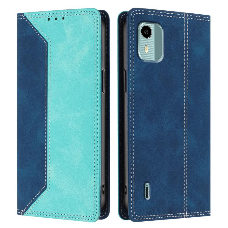 For Nokia C12 Skin Feel Two-tone RFID Blocking Vegan Leather Phone Case
