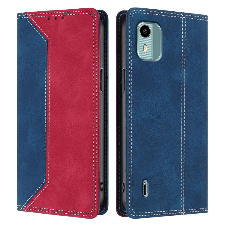 For Nokia C12 Skin Feel Two-tone RFID Blocking Vegan Leather Phone Case
